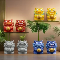 A Pair Lucky Stone Lion Statuette Bluestone Carving Chinese Mascot Home Room Office Potted Fish Tank Ornaments High Quality Gift