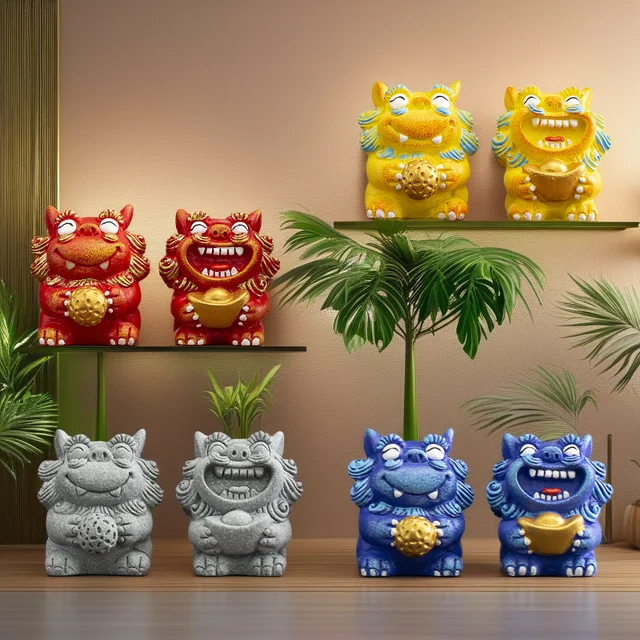A Pair Lucky Stone Lion Statuette Bluestone Carving Chinese Mascot Home Room Office Potted Fish Tank Ornaments High Quality Gift A Pair Lucky Stone Lion Statuette Bluestone Carving Chinese Mascot Home Room Office Potted Fish Tank Ornaments High Quality Gift
