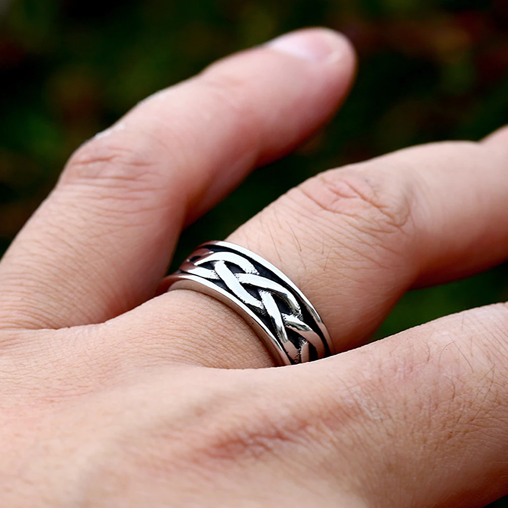 Punk Vintage Stainless Steel Celtic Knot Ring For Men Simple Valknut Ring Biker Fashion Amulet Jewelry Gifts Dropshipping