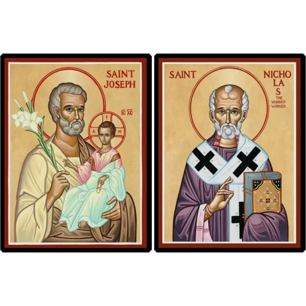 St Nicholas Wonderworker Russian Orthodox Icon HD Canvas Print Byzantine Art for Home Altar Christmas Gift Slavic Saints Decor