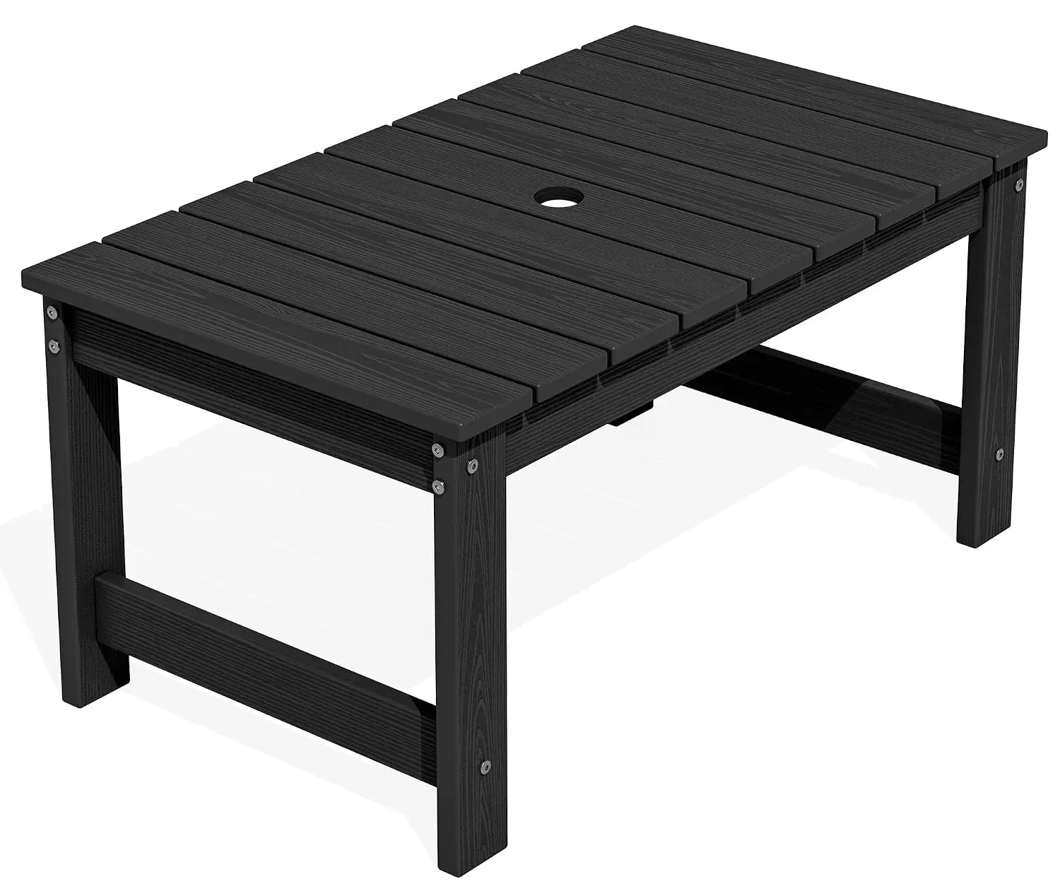 HDPE Outdoor Coffee Table with Umbrella Hole, Patio Garden Furniture, Black, Customized