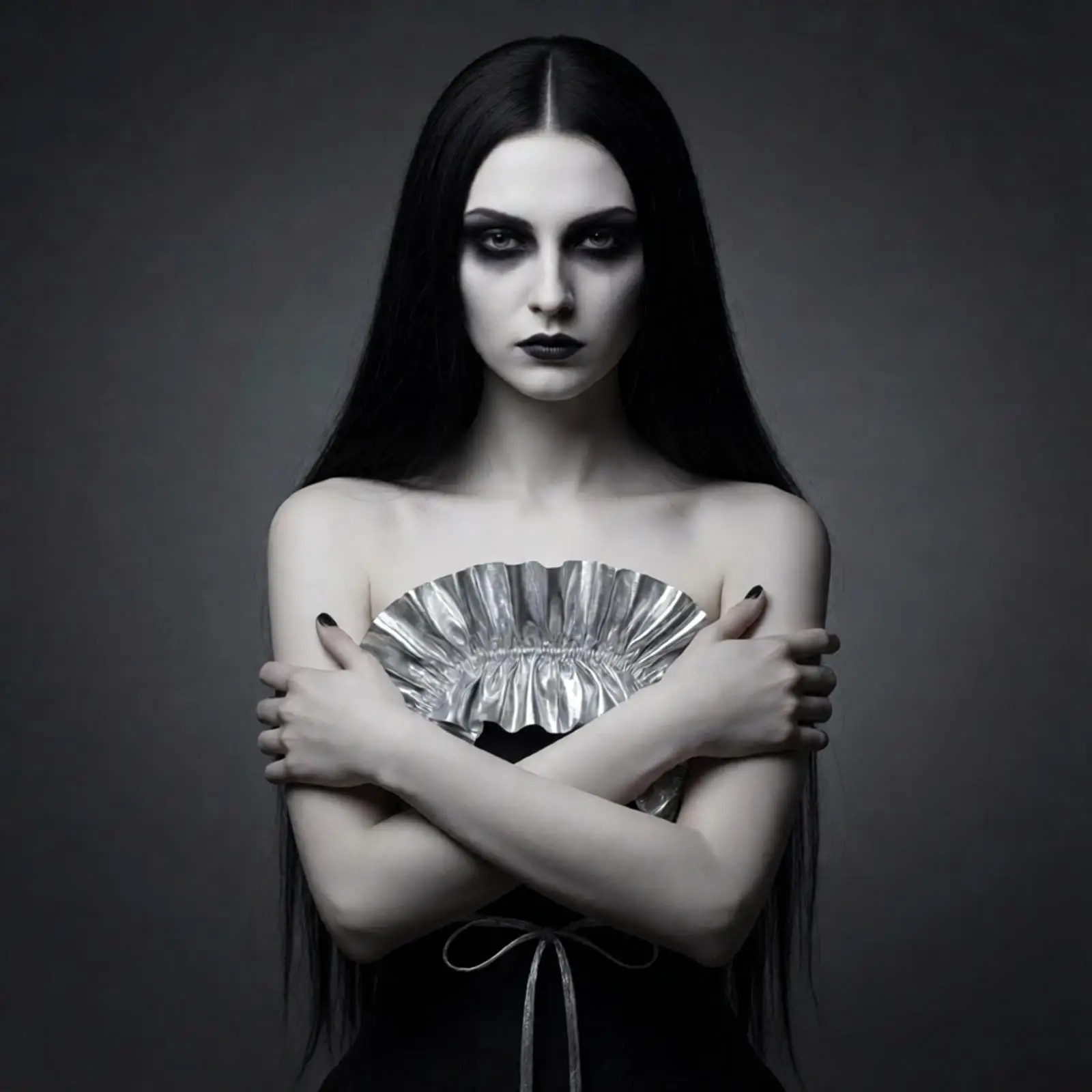 Women Halloween Cosplay Gothic Witch Costume Shrug Shoulder Wrap High Neck Metallic Shiny Ruffle Bolero Renaissance Frill Shawl