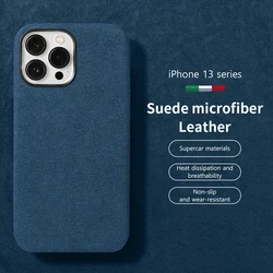 LANGSIDI for Magsafe Case Soft Suede Fur Car Leather Case for iPhone 13 Pro Max 13Pro 13 Mini  Magnetic Back Cover