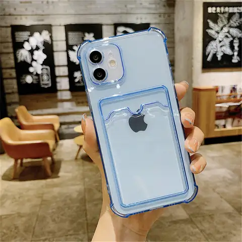 Transparent Card Bag Holder Phone Case For iPhone 17 Pro Max 11 12 13 14 15 16 Pro Max Air 7 8 Plus XR XS SE 2020 SE 2022 Cover