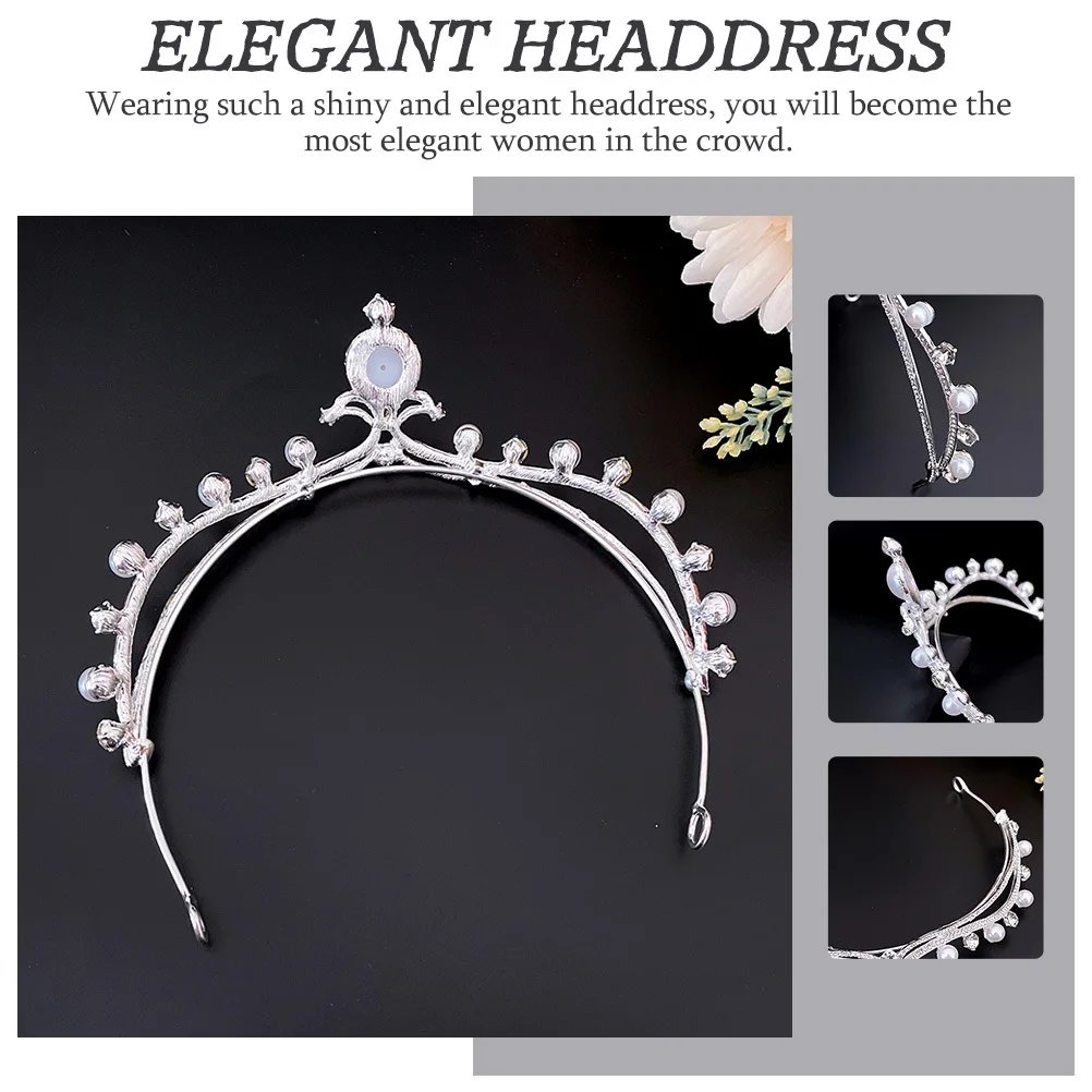 

Bridal Rhinestone Pearl Tiara Wedding Crown Elegant Bride Headpiece Decorative Headdress for Women Girls Tiara for Women
