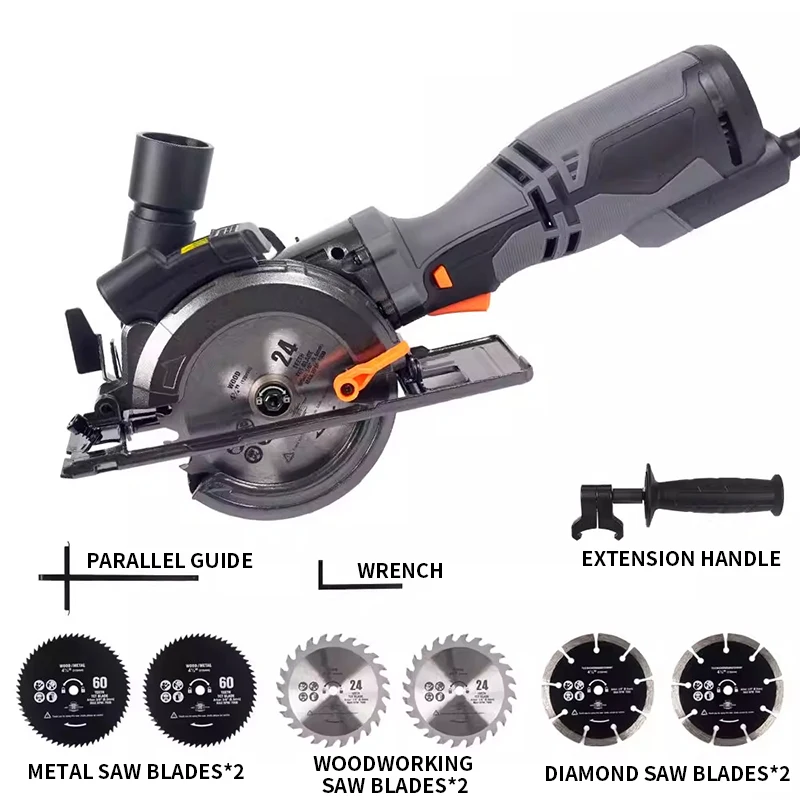 Multifunctional Circular Saw with Laser Guide for Cutting Wood, Metal, and Tile; 45°/Vertical Cutting; Mini Circular Saw