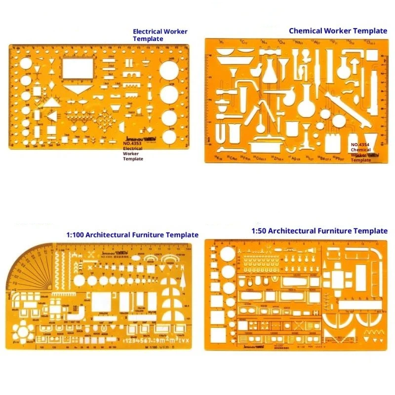 Circular & Oval Template Measuring Ruler – Durable K-Resin Drafting Tool for Drawing, Furniture Design & Architectural Layouts
