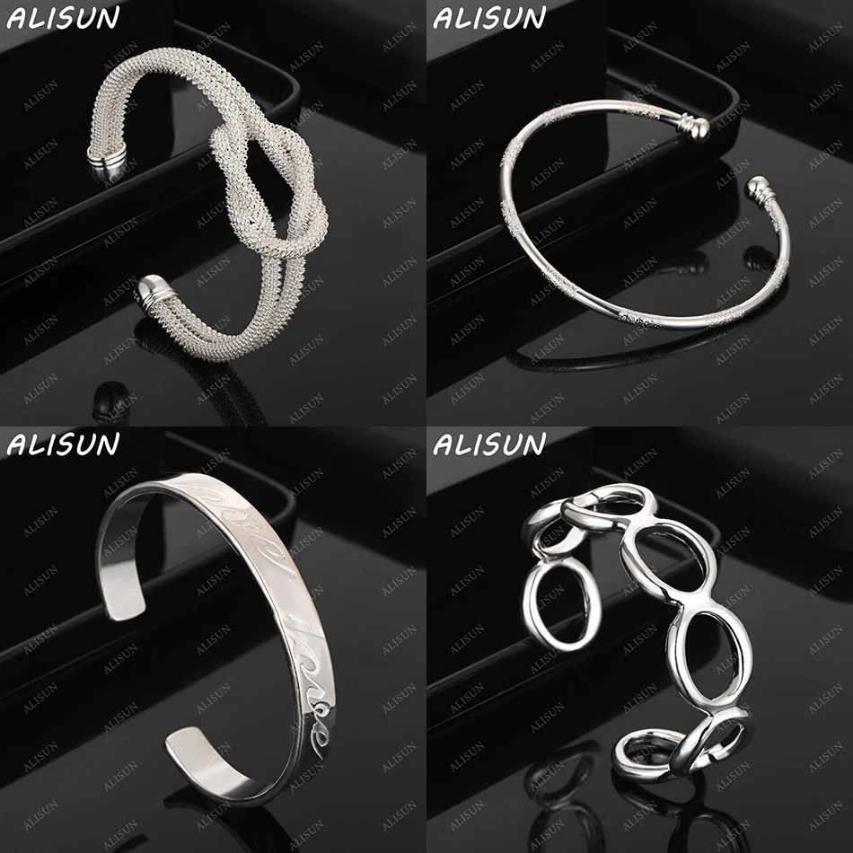 

ALISUN 925 Sterling Silver Design Bangle For Women Men Anniversary Gift Popular Wild Fashion Romantic Jewelry