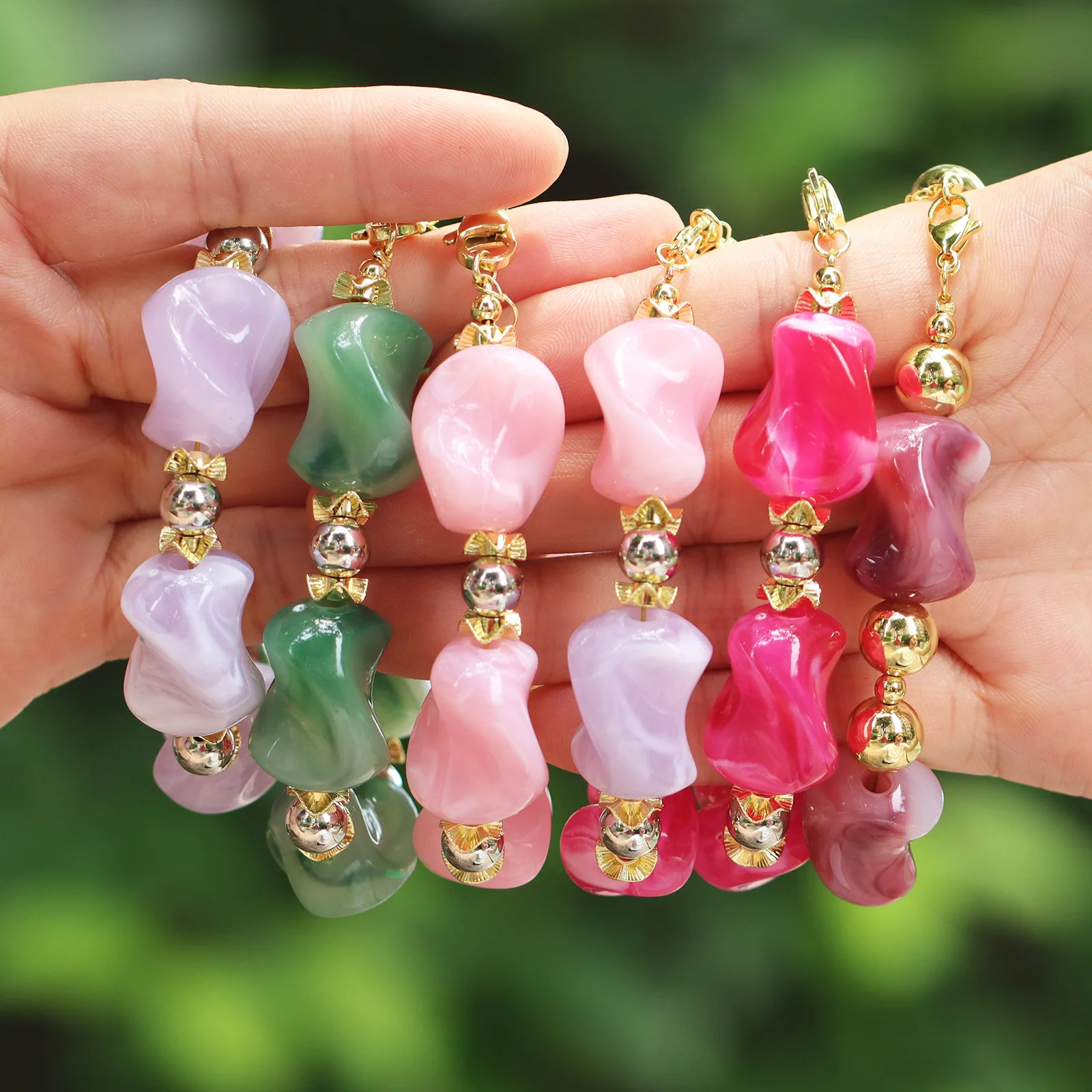 Bunte Unregelmäßige Naturstein-Perlen Choker-Halskette Armband für Frauen Niedliche Geometrische Perlen-Halsketten Party-Schmuck Geschenk – Detail 2