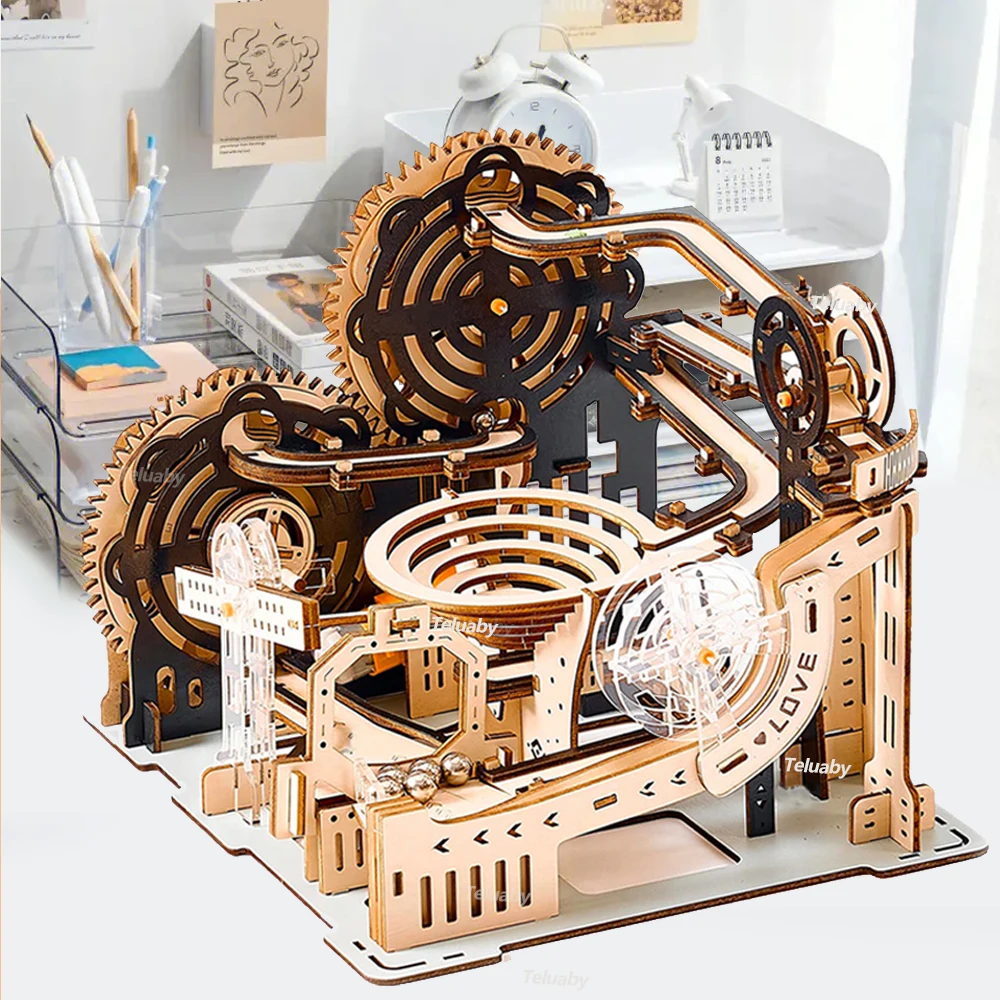 

3D Wooden Puzzle Marble Run Set DIY Assemble Mechanical Model Building Kits STEAM Educational Toys for Adult Kids Birthday Gifts