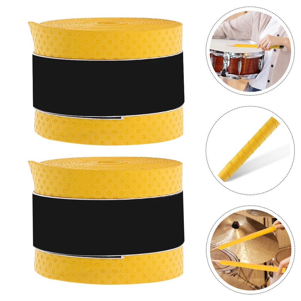 

2 Pcs Anti-slip Drumstick Belt with Grip Badminton Pu Tape Sweat-absorbent Accessories Water Viscous Racquet Grips