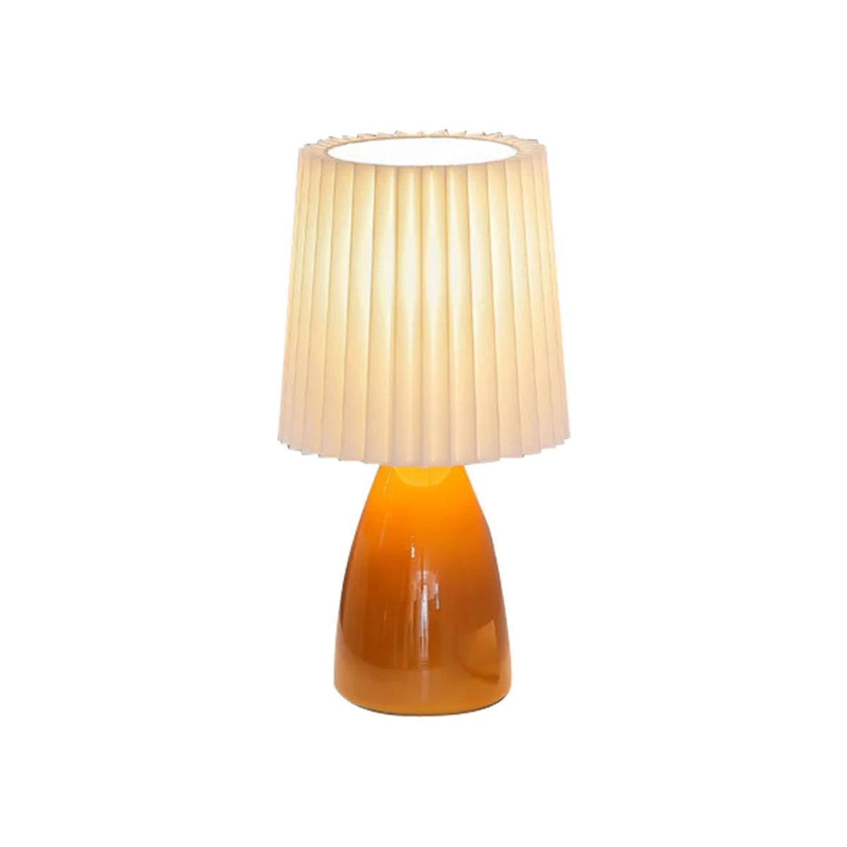 USB Retro Pleated Beside Lamp Table Cute Desk Lamp for Bedroom Stepless Dimming Bed Lamp Deco LED Light Orange