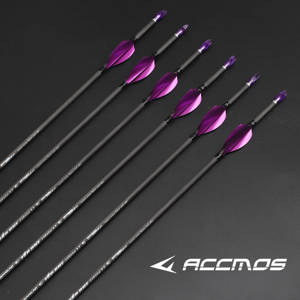 

12pcs ID 3.2mm Carbon Arrows Straightness 0.003 Spine 350 400 450 500 550 600 650 700 750 800 850 900 1000 Shaft Purple Pin Nock