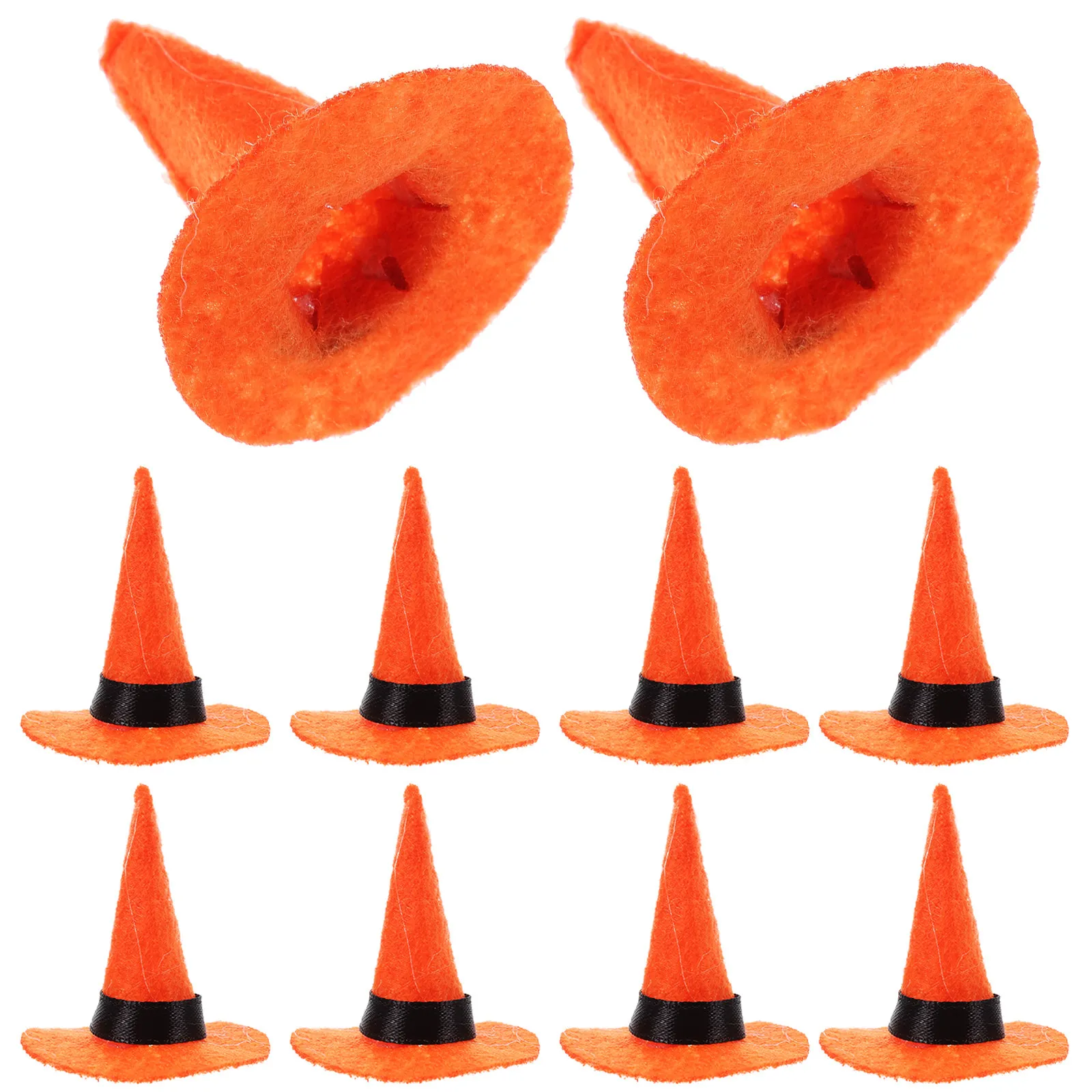 

10Pcs Mini Witch Hat Felt Material Delicate Design Excellent Decorative Effect for Halloween Cosplay Party Masquerade Elf Gnome