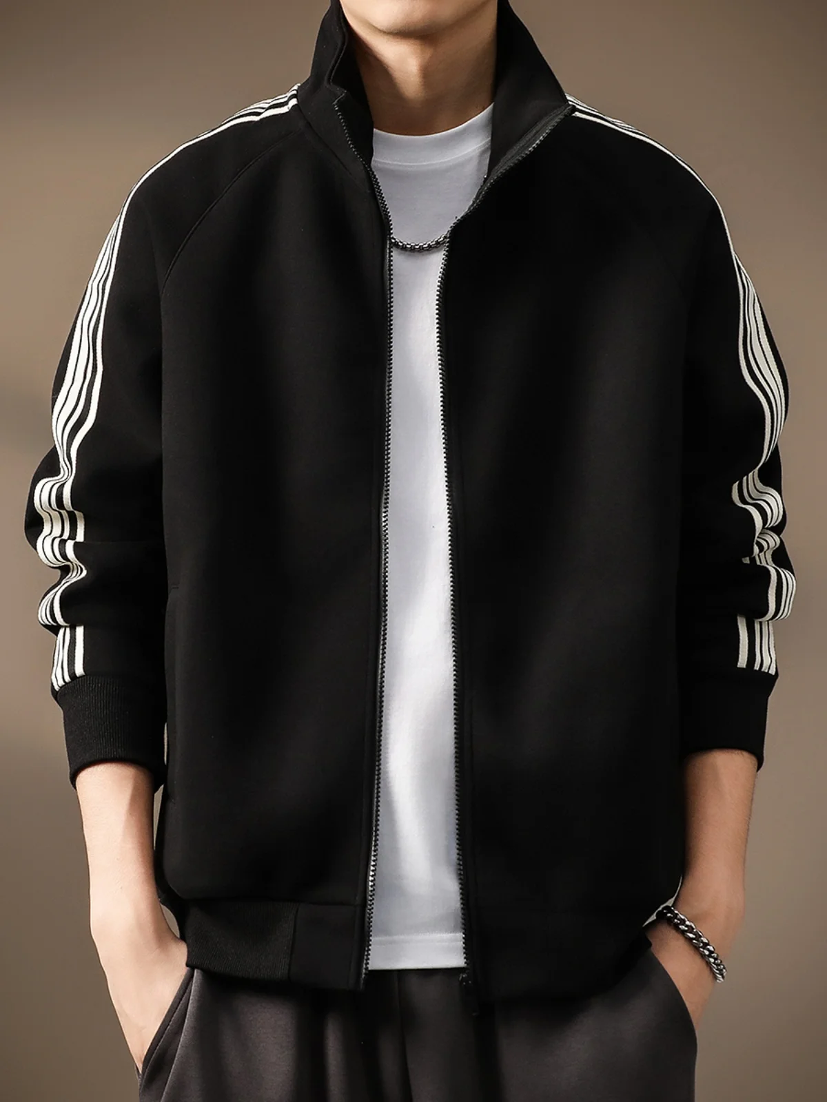 

High-End American Sle Open Cardigan Sweatirt Jaet Men's 420g Heavyweight Trendy Loose Stand Collar Autumn New Sport Jac...