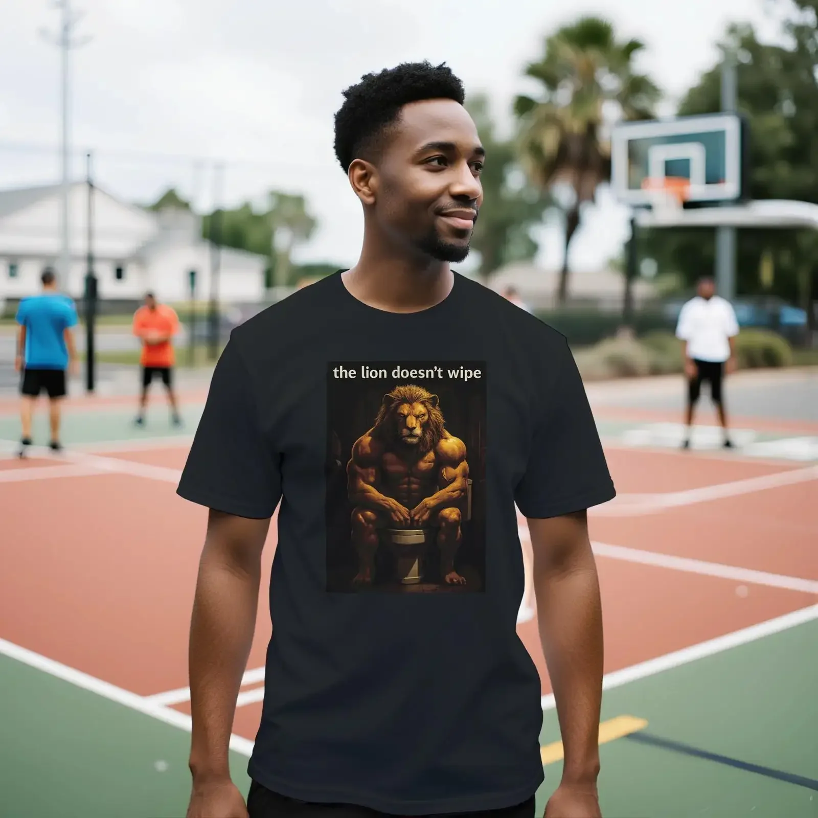 The Lion Doesn't Wipe T Shirt Funny Muscular Meme Toilet Humor  vintage Washed graphic Unisex Stretched Comfortable Breathable