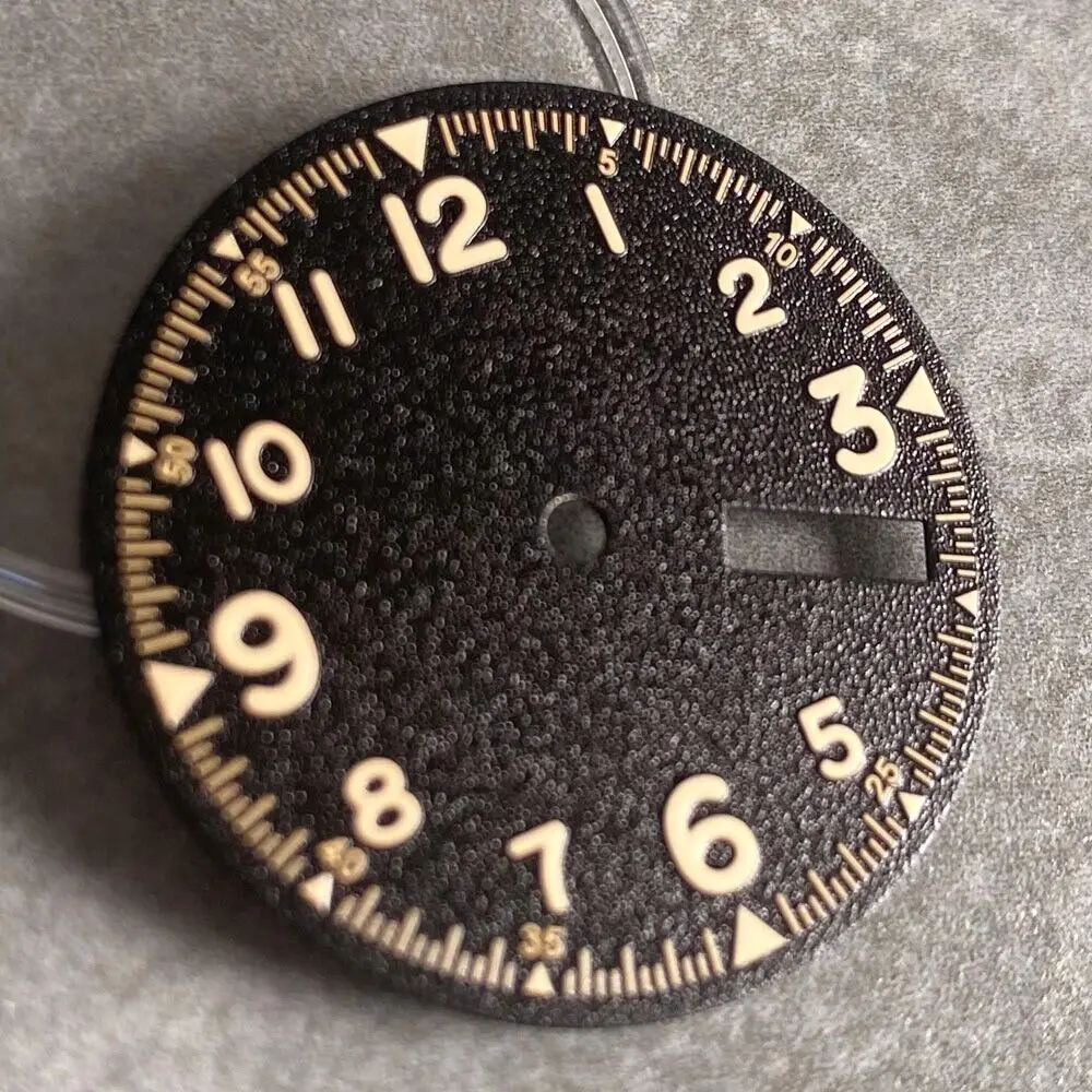 29 มม.สีดํา Luminous Dial Fit 3.8 Crown Dial Vintage Pilot NH35A NH36A