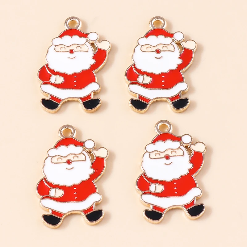 20 Stück 15x22mm Cartoon Emaille Weihnachtsmann-Anhänger für Schmuckherstellung, Ohrhänger, Halsketten, DIY-Bastelbedarf – Detail 4