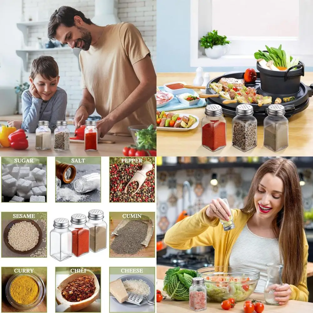 

Set of 96 Glass Salt & Pepper Shakers with Stainless Steel Lids, 1.7 oz, 3.54 x 1.5 Kitchen Spice Jars