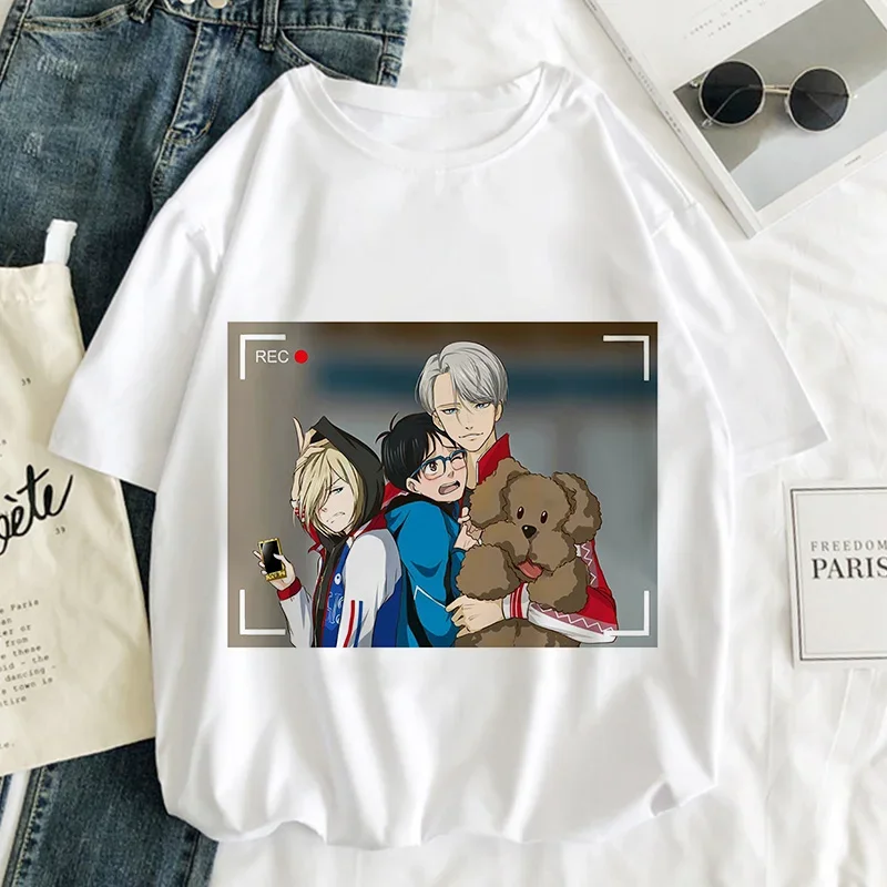 YURI!!! On ICE Graphic Print T-shirt WomenHarajuku Aesthetic White Tops Tshirt Tee 2021 Summer Japan Anime Style Female T Shirt