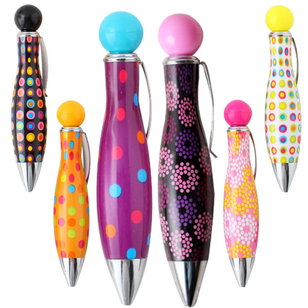 6 Pcs Liquid Ink Pens Fine Point Ballpoint Colorful Shuttle Retractable Fat Pupils