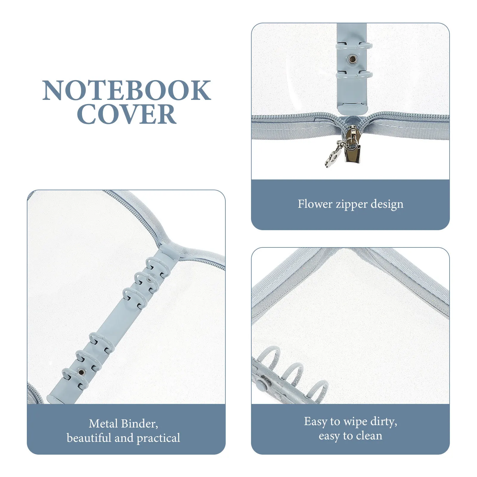 

Zipper Handbook PVC Binder Cover Loose-Leaf Notebook Shell 6-Rings Binder Diary Scrapbook Office Supply Diary Book Cover