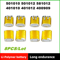 8PCS 3.7V 501010 501012 581012 401010 401012 400909 Rechargeable Lipo Battery For i7 i8 i9 i10 i12 TWS Earphone Headset MP3/4