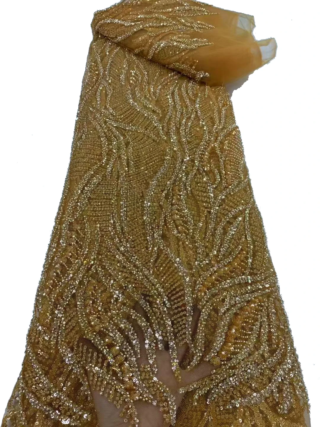 

2025 High-end Luxury African Nigerian-style Embroidered Sequin Lace Fabric Design, Elegant Evening Gown with Sequin Embellishmen