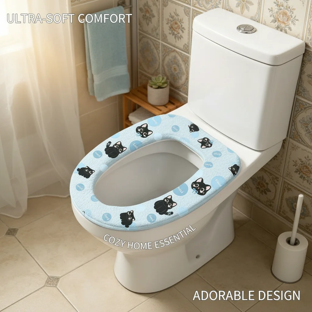 

Washable Portable Toilet Seat Cushion Sticky Lid Cover Pad Bathroom Accessory Tank Cover Sticky Seat Pad for Public Restrooms