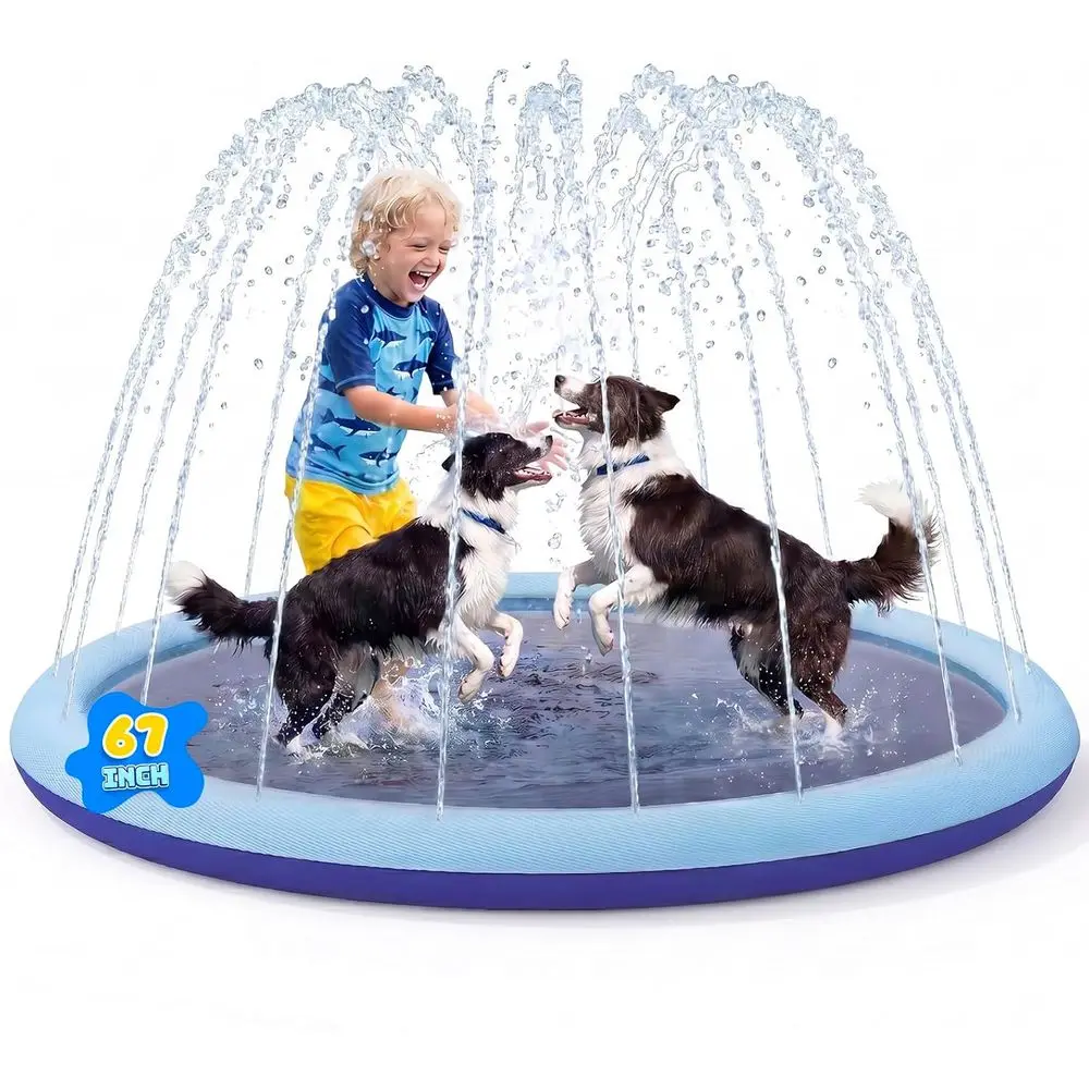 

COMMOUDS Splash Pad or Kids and Dogs, Non-Slip Sprinkler Pad Thicken Pool Summer Outdoor Water Toys, Backyard ountain Play Mat o