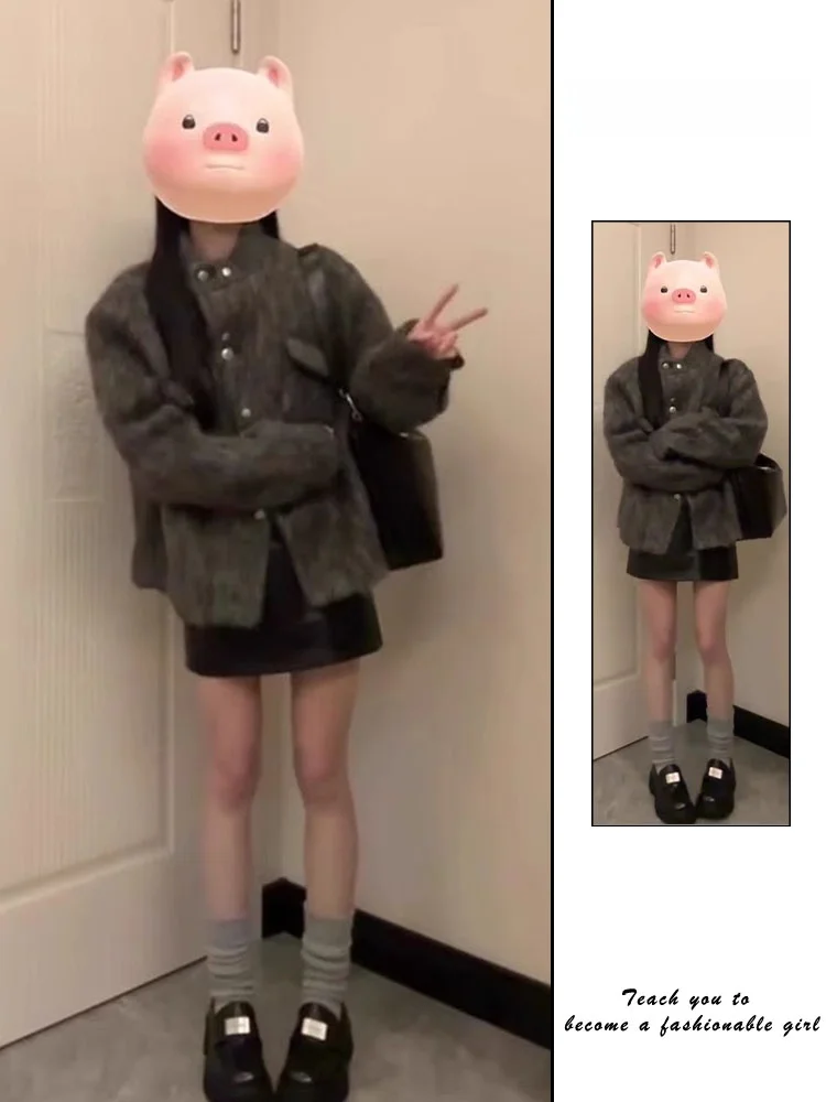 

ay Шерстяное пальто женское осенне-зимнее тонкое круглое Ne тепе шерстяное пальто на одной пуговице модное свободное пальто для поездок на работу...