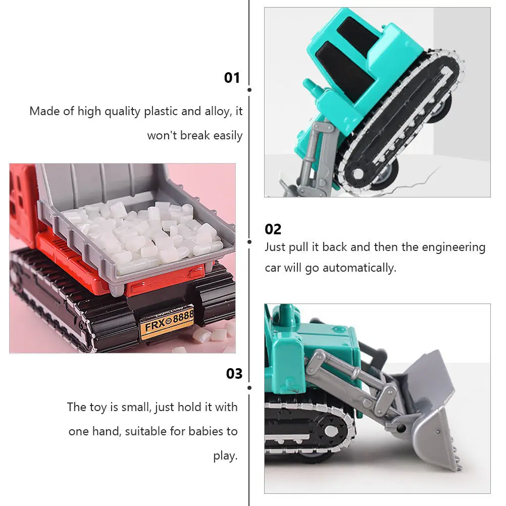 Coche de aleación de 4 Uds. Para niños, simulación de ingeniería, vehículo de simulación, juego de juguetes de construcción de aleación de plástico