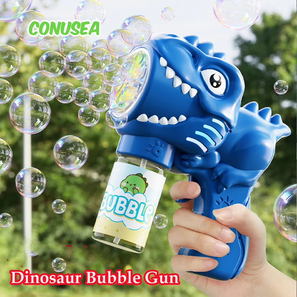Dinosaur Bubble Gun Animals Shape Soap Bubble Blower Maker with Light Bubble Machine Outdoor Toys for Boys Girls Birthday Gift
