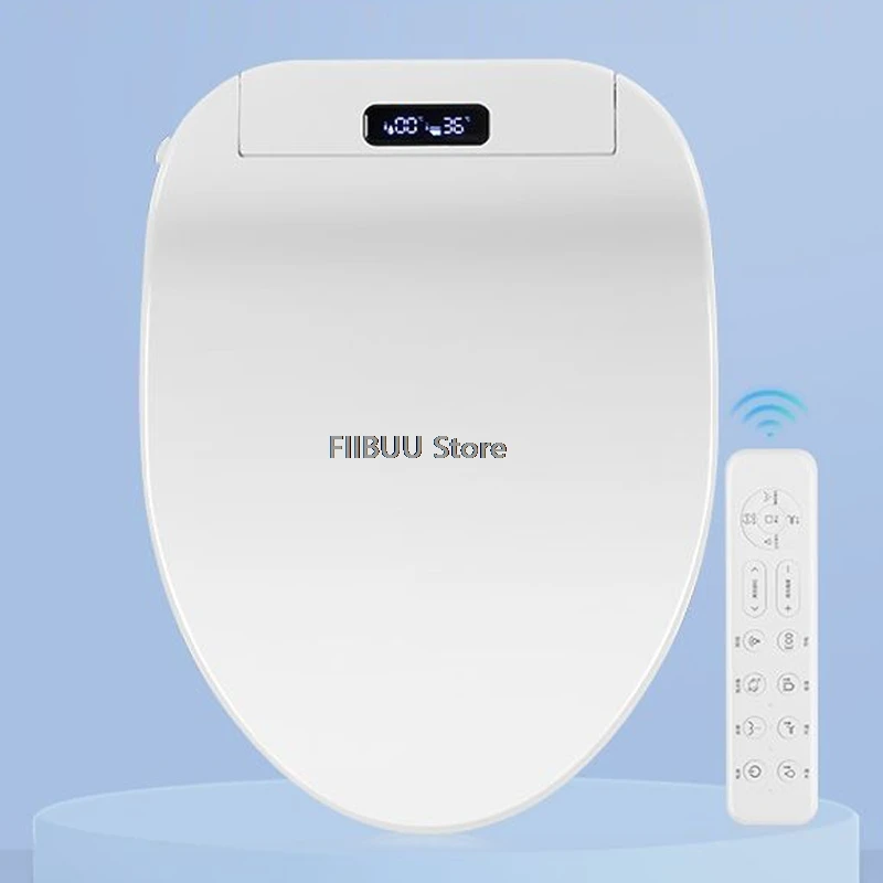 Elongated Smart Bidet Toilet Seat Cover Lid Warm Water RemoteControl Heated Seat Air Dryer Feminine Wash Anti-Splash Foam Shield