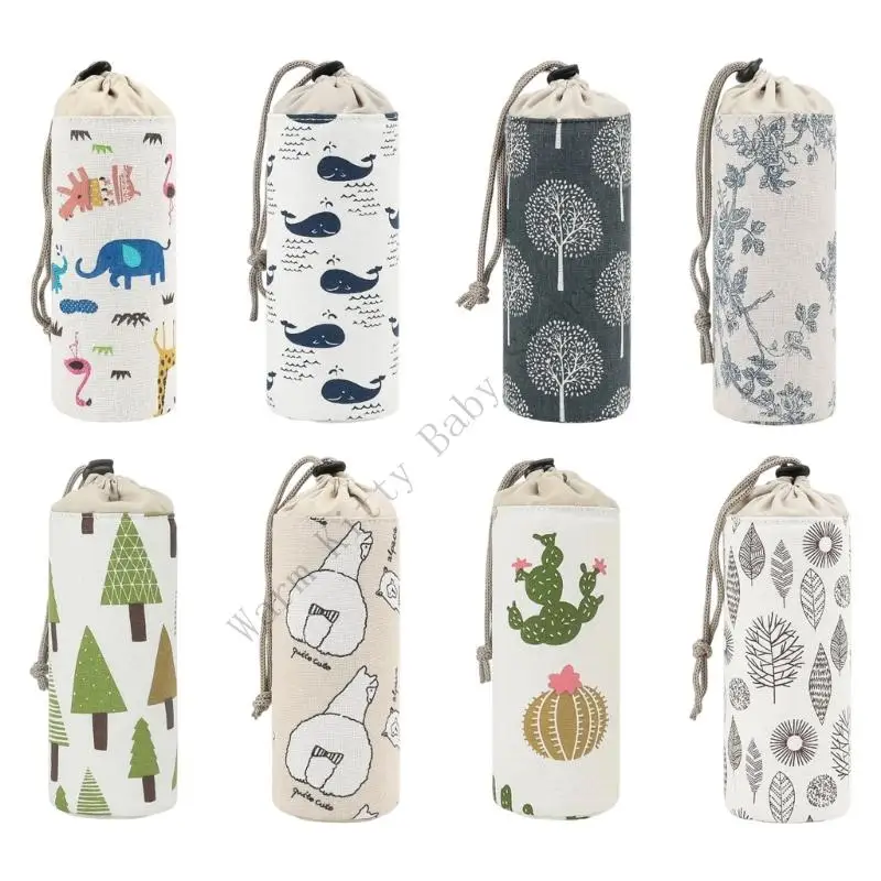

Portable Baby Bottle Insulated Bag Cartoon Single Milk Bottle Thermal Insulated Carry Bag with Drawstring Baby Feeding Essential