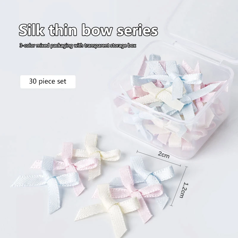 30pc 2cm Ribbons Mini Satin Ribbons Flowers Bows Ties Christmas Bowknot For DIY Craft Scrapbooking Embellishment Accessories