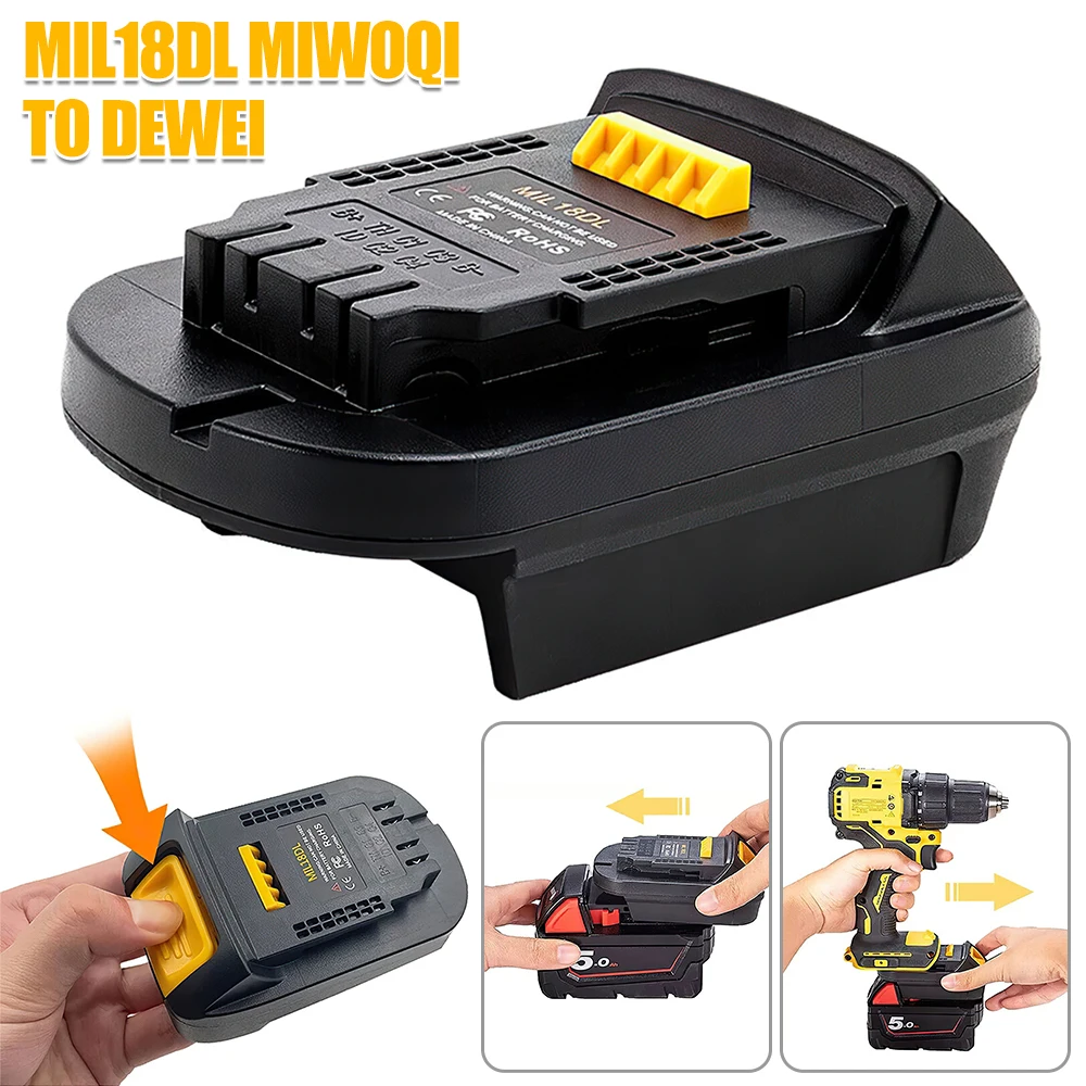 MIL18DL Battery Adapter for Milwaukee 18V Li-Ion Battery Convert to Dewalt MAX 18V/20V Tools, Battery Converter