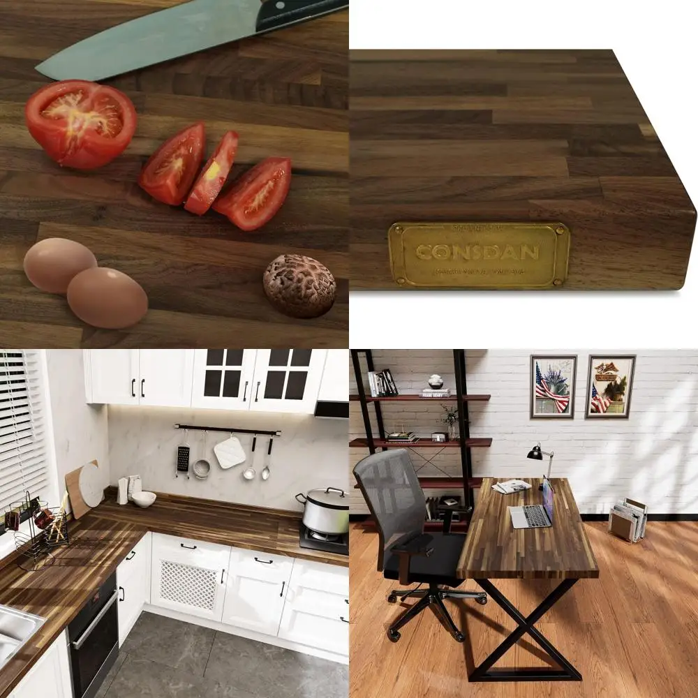 

Reversible Walnut Hardwood Butcher Block, Polished Kitchen Countertop, 1.5 Thick, 12x25, Prefinished with Safe Oil