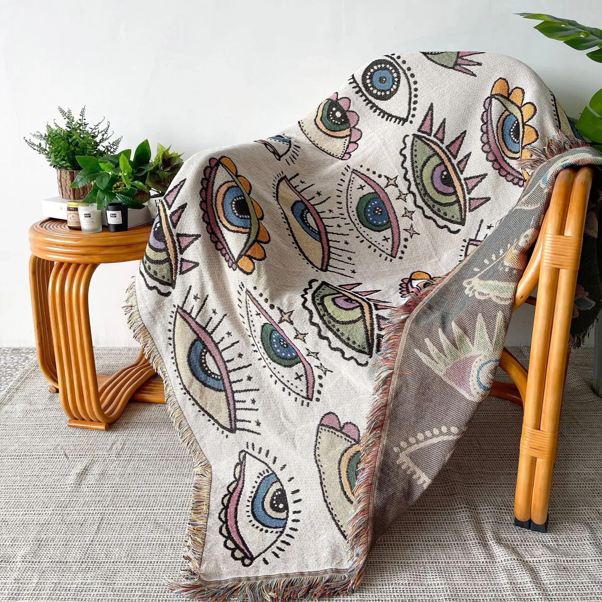 

Eye Puzzle Outdoor Throw Blanket Sofa Covers Chic Tapestry Decor for Home Camping Picnic Rugs Plaid Sofa Mats Travel Rug Linen