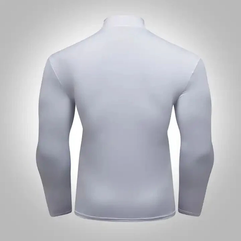 Cody Lundin White Athletic Compression Running Shirts For Men Stretchy Long Sleeve Turtleneck Slim Gym Fitness Clothes