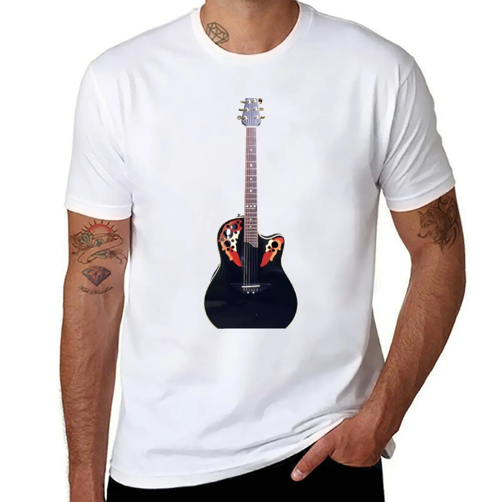 

Ovation CS 257 guitar T-Shirt Large Size Basic Casual T-Shirt