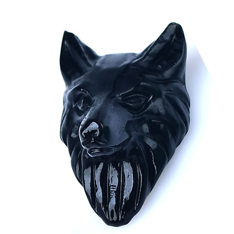 

Natural Obsidian Wolf Head Crystal Sculpture Energy Quartz Animal Decoration Healthy Healing Stone Children Gift Family Decor