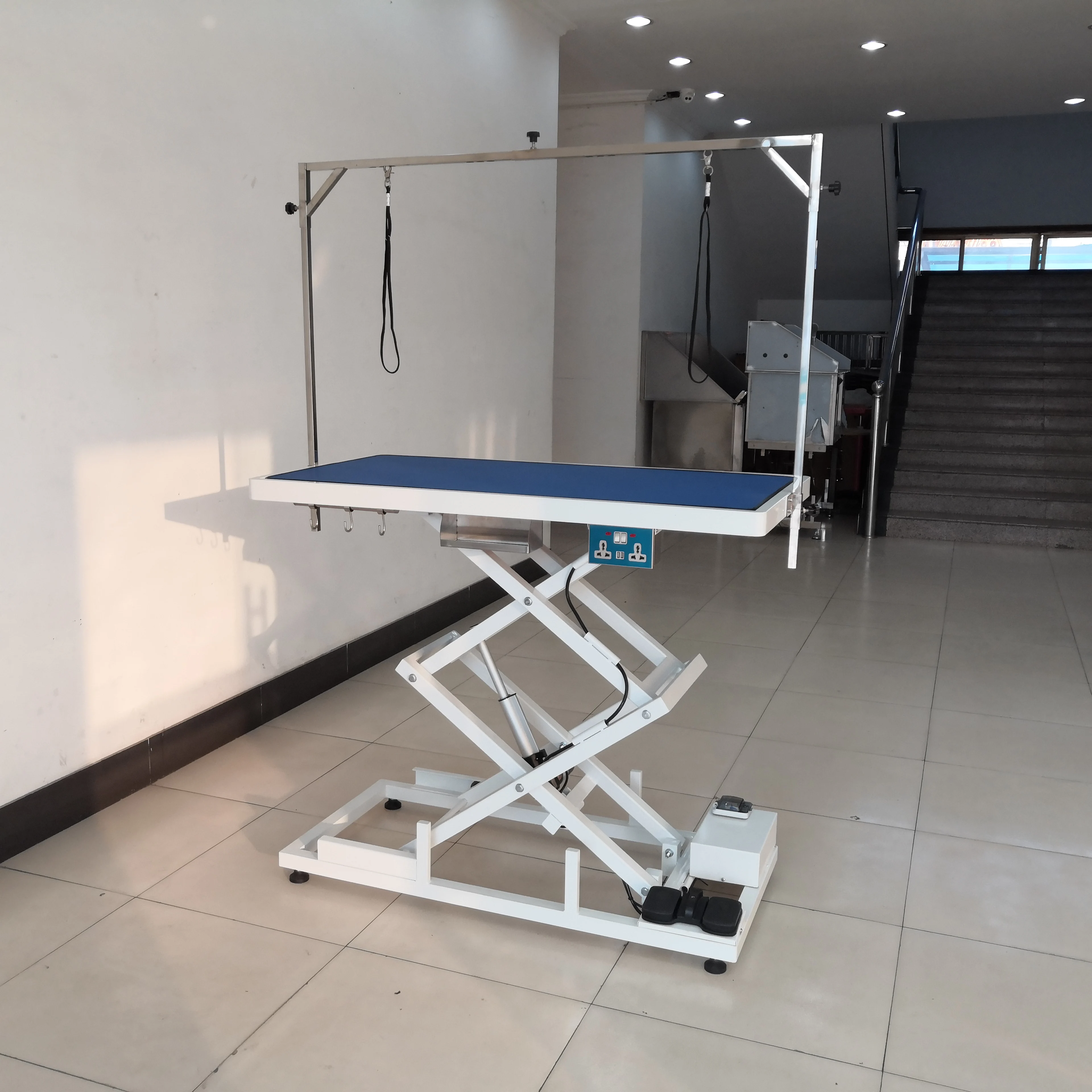 

Профессиональный стол для ухода за домашними животными, роскошный электрический контроль ног, экологически чистые нейлоновые щетки из нержавеющей стали, устойчивый утюг