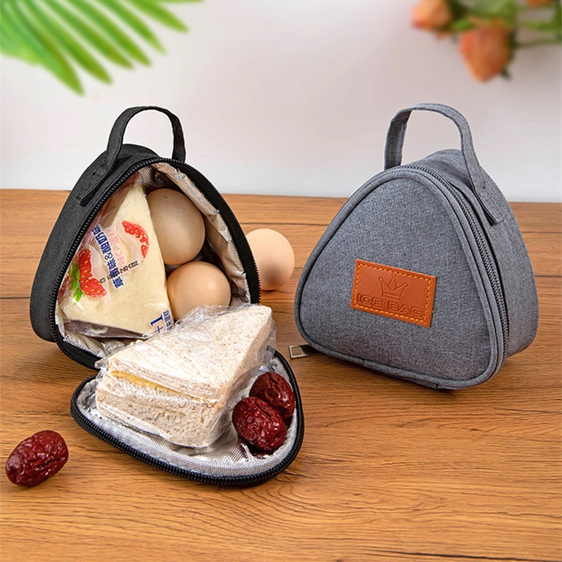 Breakfast Insulation Thermal Bag Mini Triangular Rice Ball Lunch Box Bags Cute Portable Food Bento Fresh Pouch for Women Kids