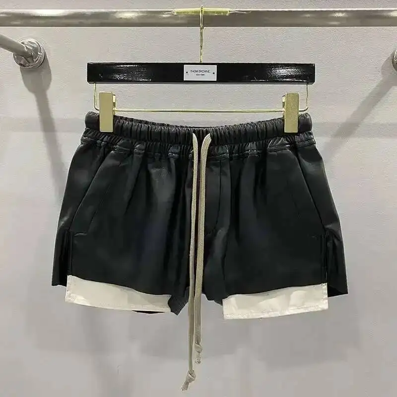Hksh Frauen Flut ro Stil Pu Leder Shorts Streetwear Mode Tasche bequem neue vielseitige dunkle schicke y2k Punk Capris h2512 4