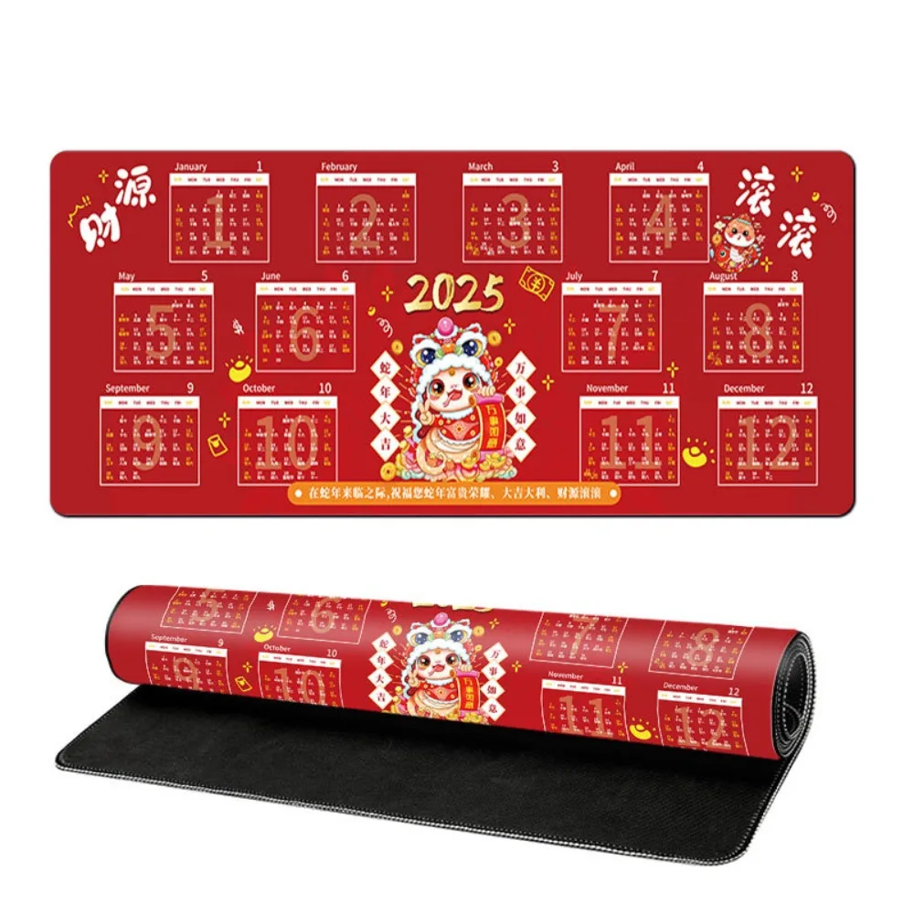 

Creative 2025 Calendar Mouse Pad Stitched Edge Smooth Gaming Mouse Pad New Year Gift 80x30cm 90x40cm Keyboard Mats Laptop Pads