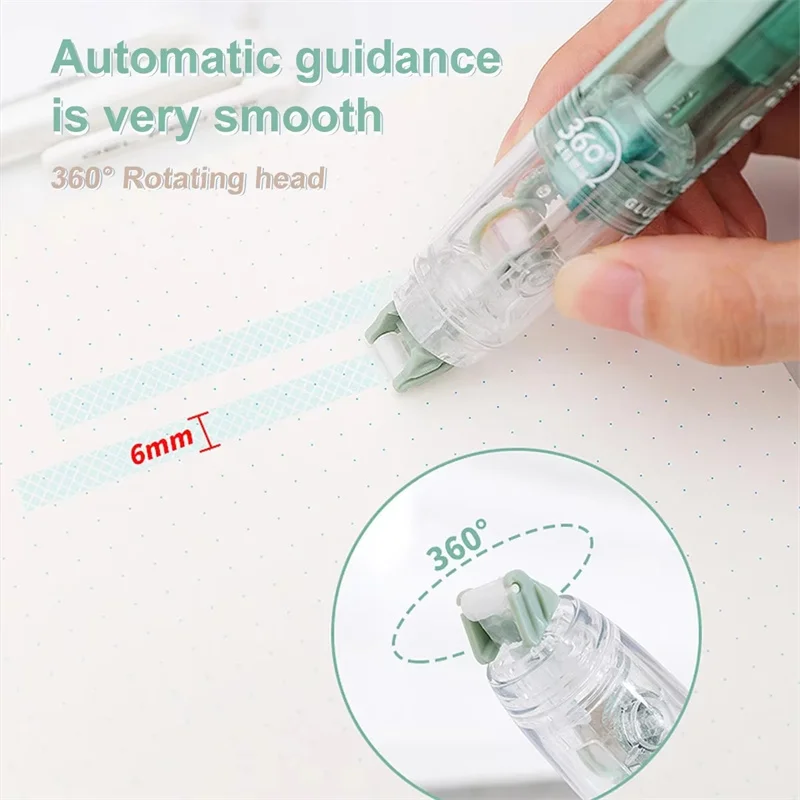 360 Degree Rotation Tip Double Sided Adhesive DIY Scrapbooking Replaceable Core Roller Glue Tape Pen Shape Press Type