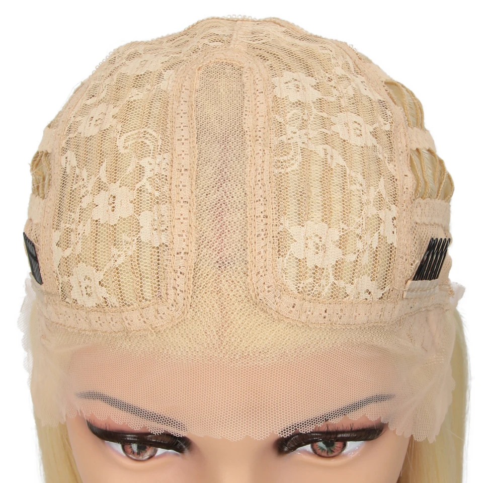 Perruque Lace Front Wig synthétique blonde 613, 13x6x1, 26 pouces, pre-à-porter, pour femmes