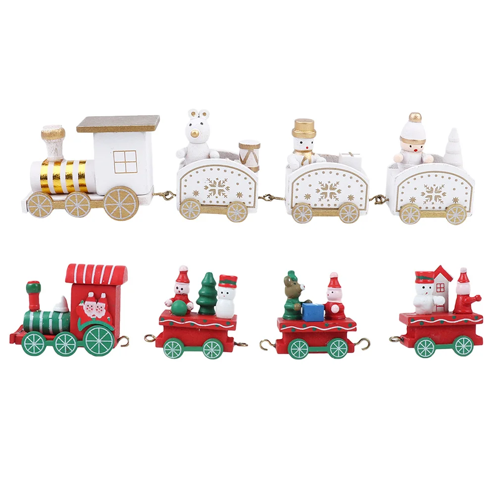 

Wooden Christmas Train Decoration Model Ornaments Desktop Stable Lightweight Eco-Friendly Non-Remote-Control for Kids