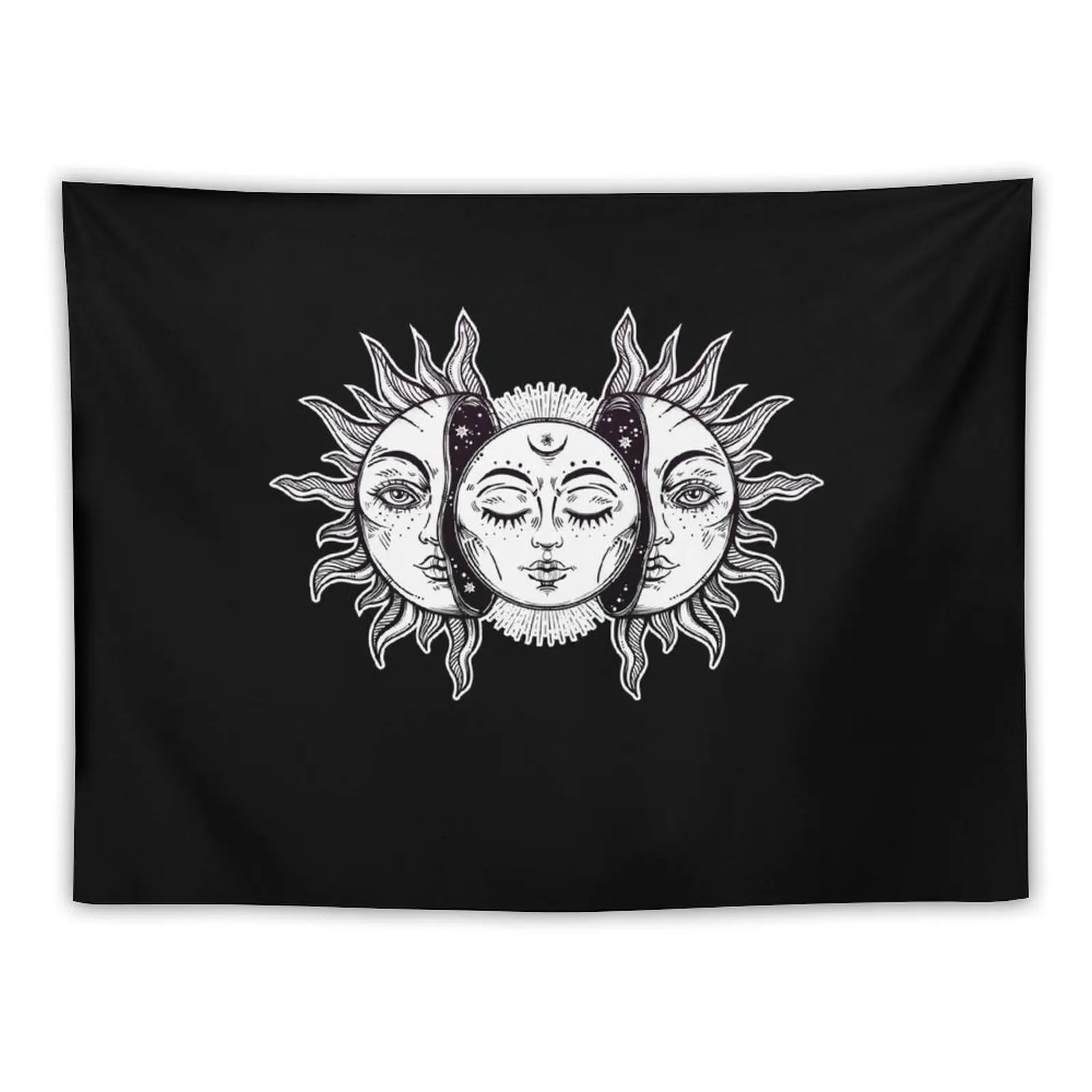 

Vintage Retro Sun and Moon Solar Eclipse Tapestry Wall Deco Room Aesthetic Japanese Room Decor Tapestry